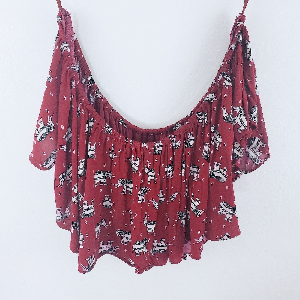Elephant Off the Shoulder Crop Top